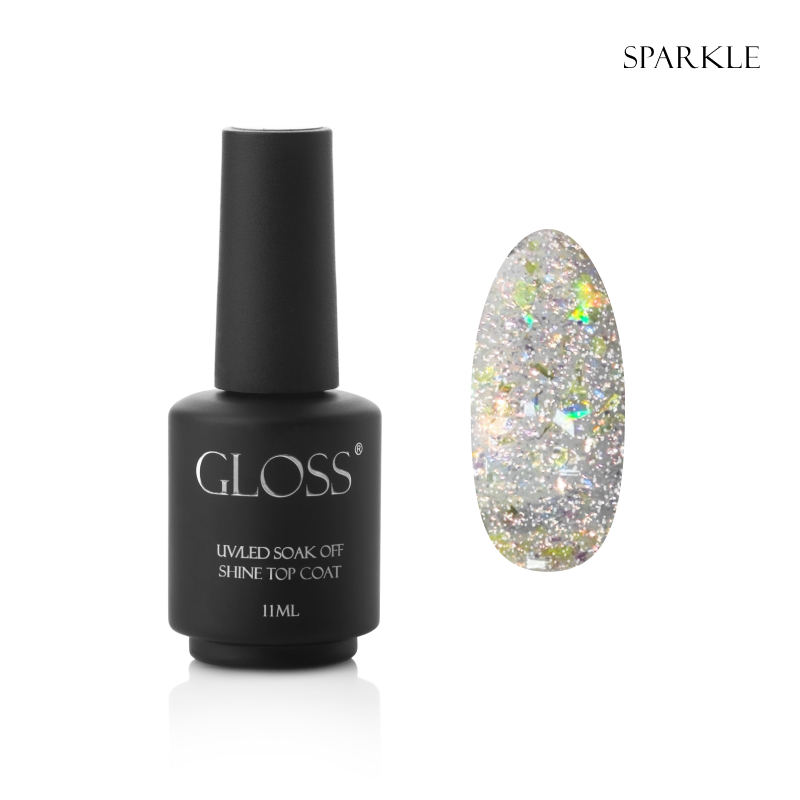 Топ для гель-лака GLOSS Shine top coat Sparkle, 11 мл